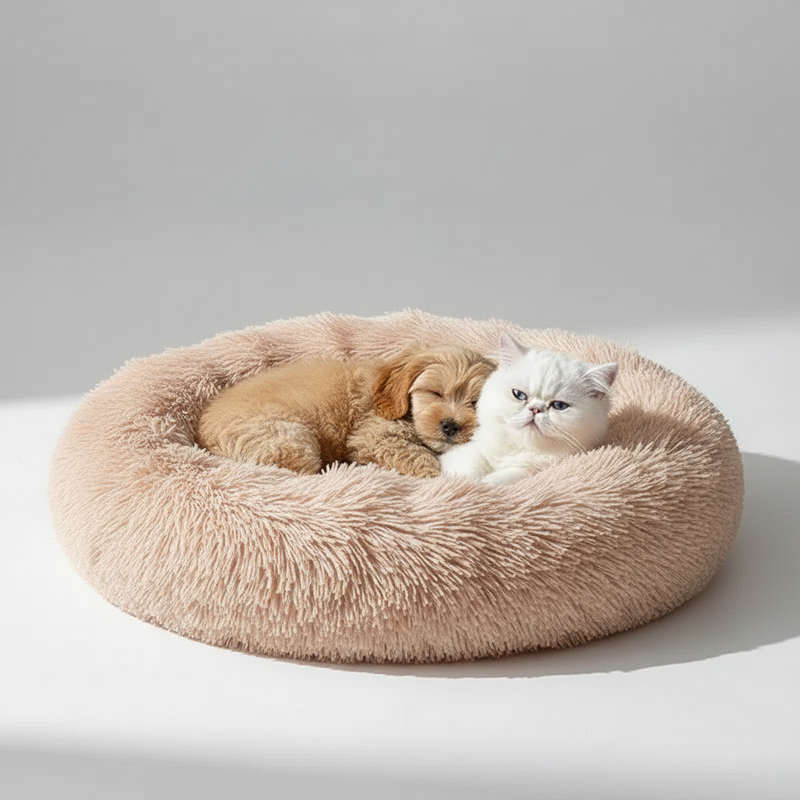 Donut Shaped Plush Pet Bed For Cats And Dogs