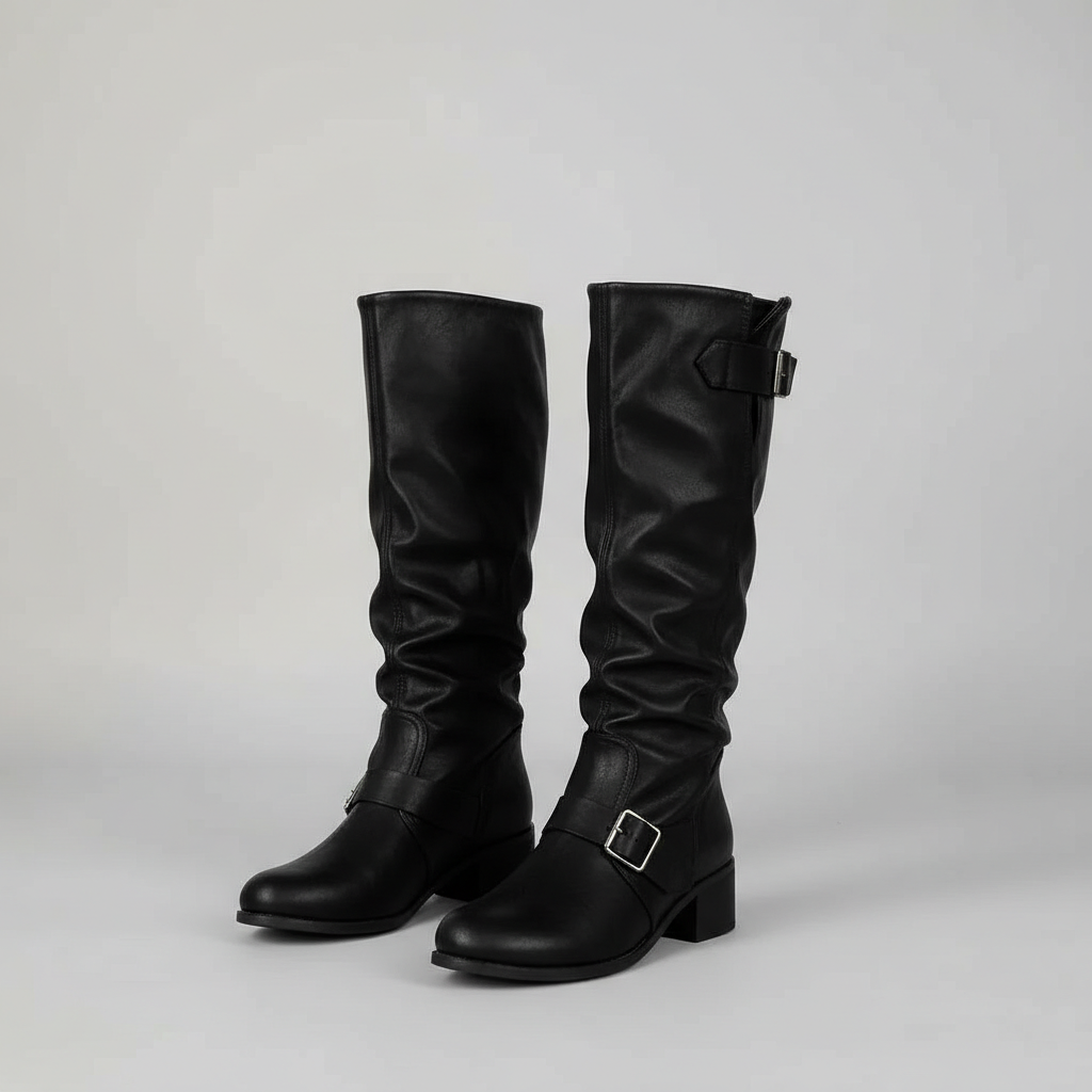 Chic Leather Buckle Fashion Boots