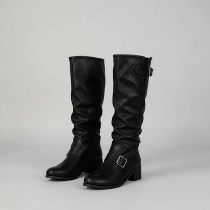 Chic Leather Buckle Fashion Boots