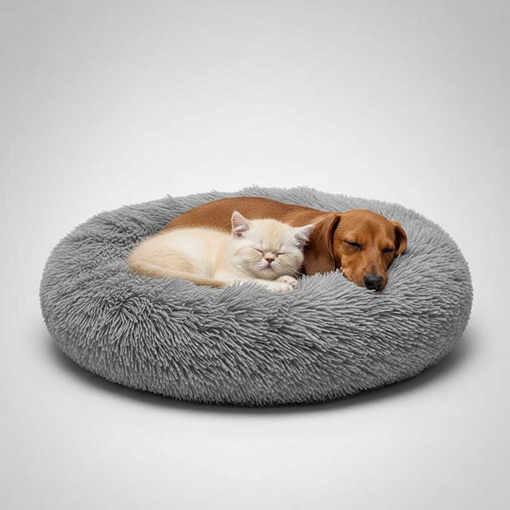Donut Shaped Plush Pet Bed For Cats And Dogs