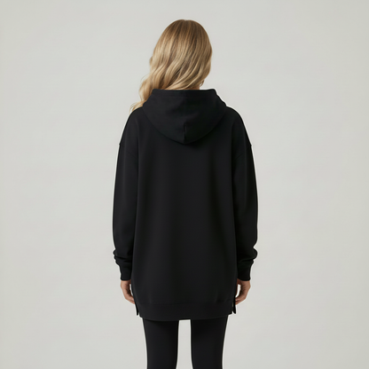 Casual Oversized Hoodie Dress With Kangaroo Pocket
