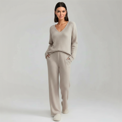Pullover Ribbed Knit Matching Lounge Set