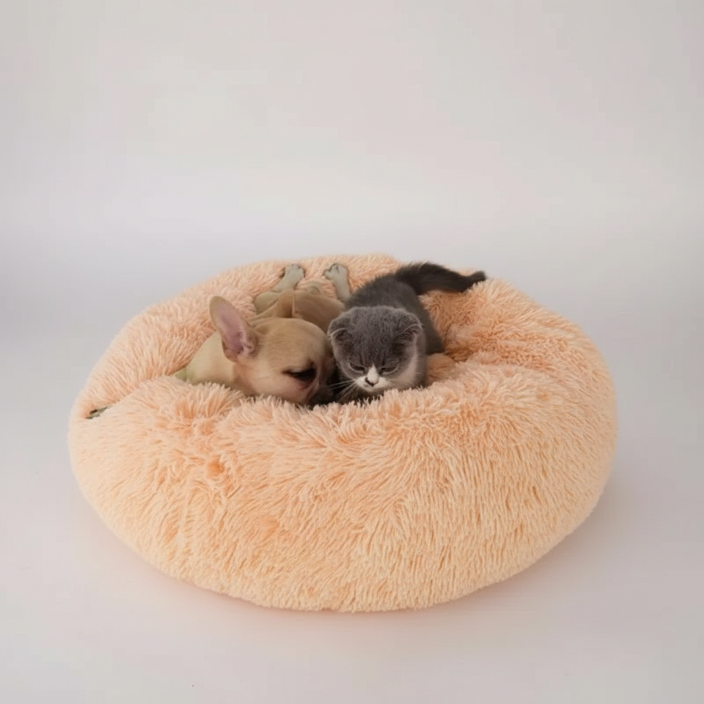 Donut Shaped Plush Pet Bed For Cats And Dogs