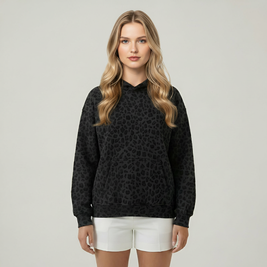 Leopard Printed Pullover Hoodie