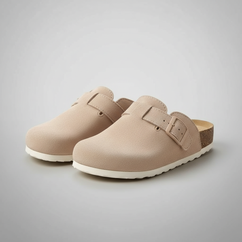 Adjustable Buckle Strap Suede Mule Clogs