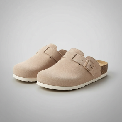 Adjustable Buckle Strap Suede Mule Clogs