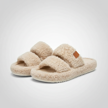 Memory Foam Fuzzy Open Toe House Slippers