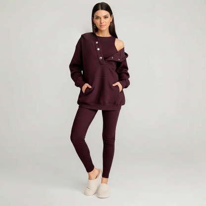 Modern Knit Hoodie And Legging Set