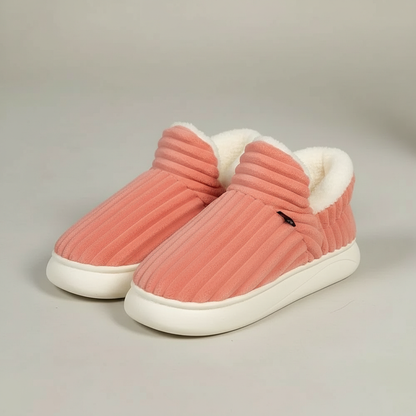 Ribbed Plush Indoor Slip On Slippers