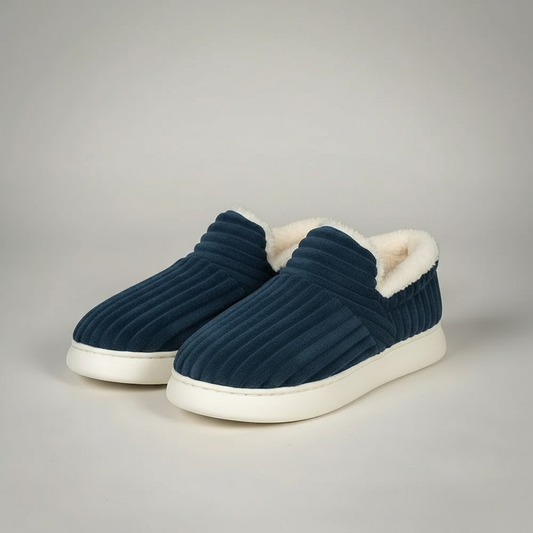 Ribbed Plush Indoor Slip On Slippers