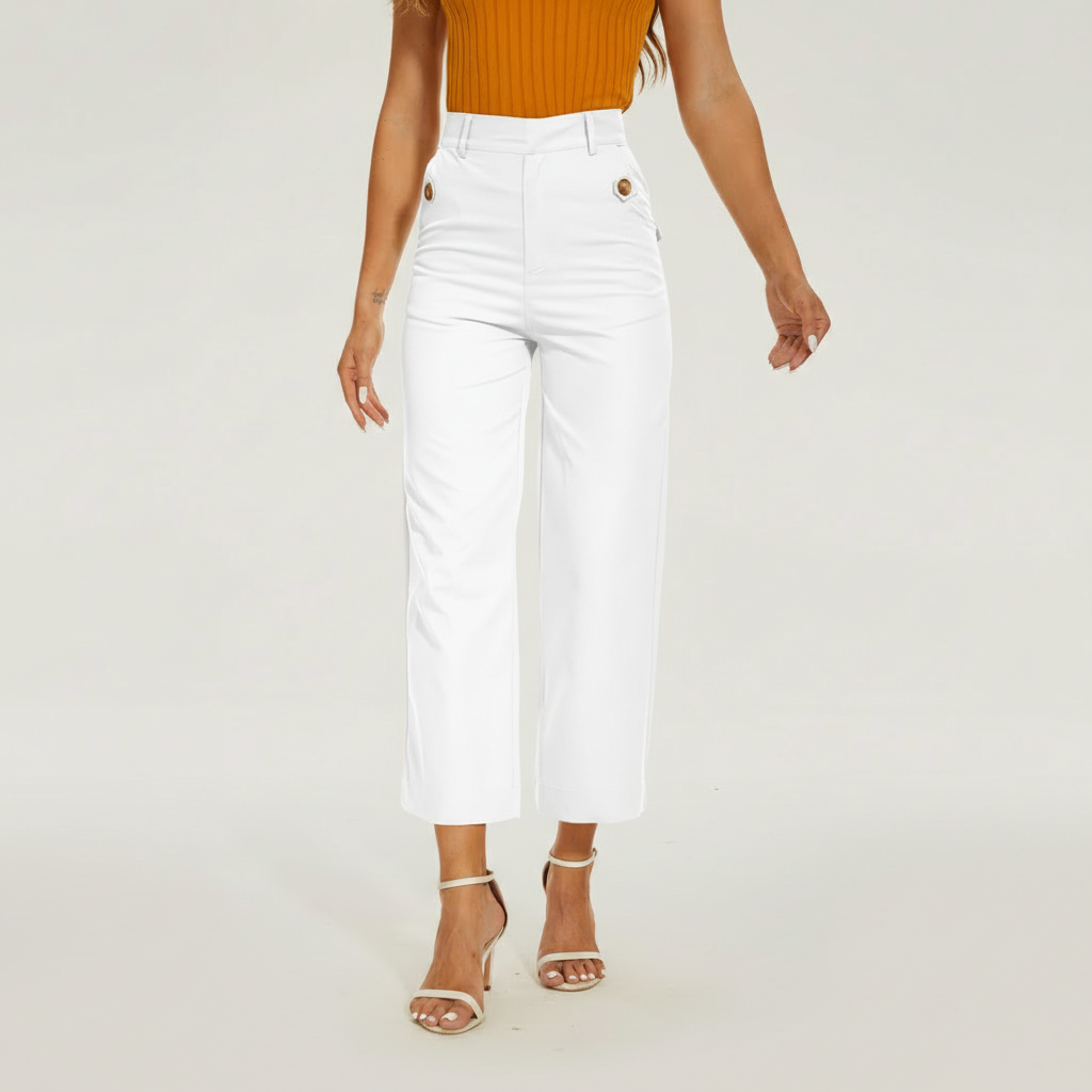 Sleek High Rise Cropped Twill Pants