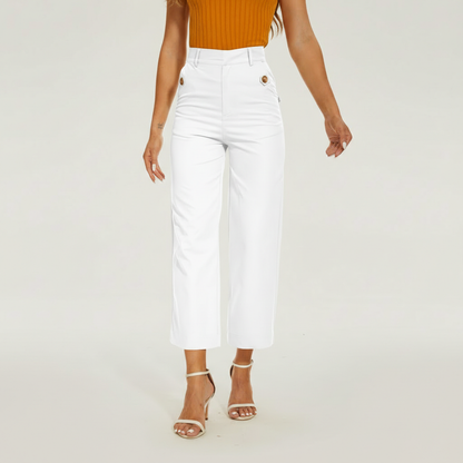 Sleek High Rise Cropped Twill Pants