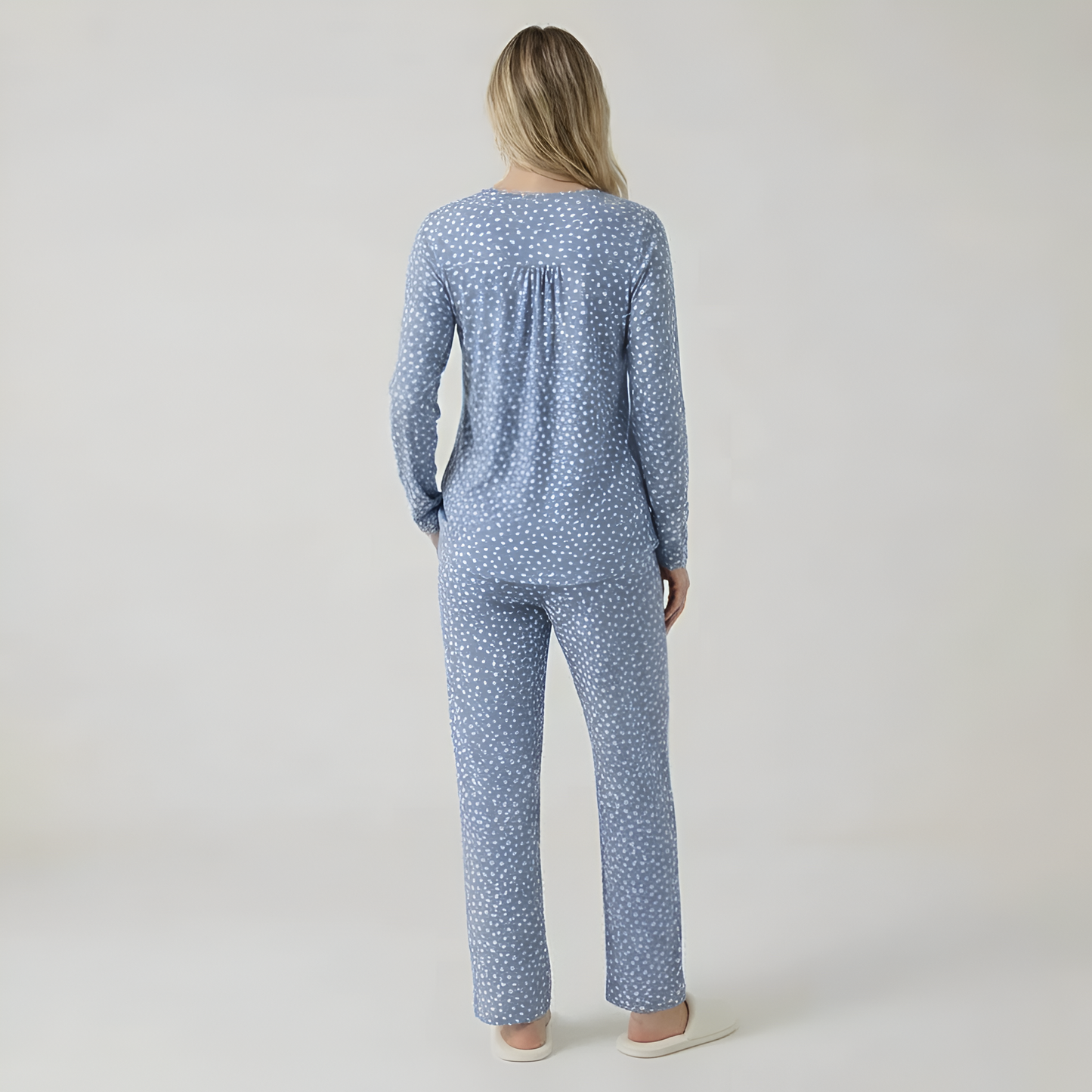 Long Sleeve Printed Pajama Set With Pockets