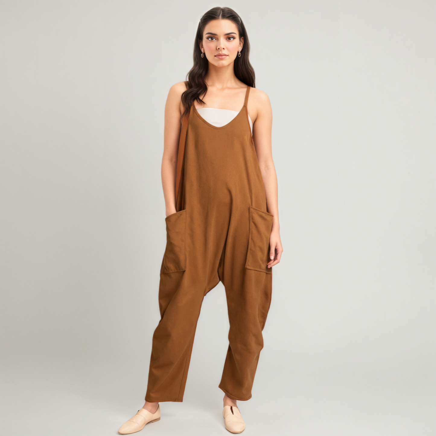Casual Loose Fit Pocket Jumpsuit