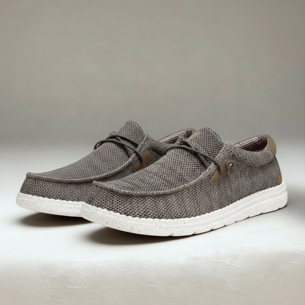 Woven Texture Casual Loafers With Lace Details For Men