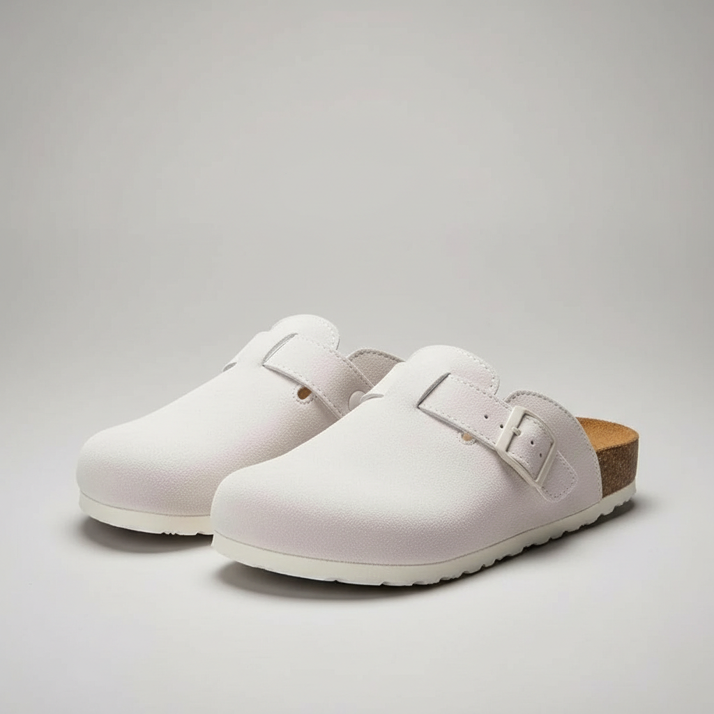 Adjustable Buckle Strap Suede Mule Clogs