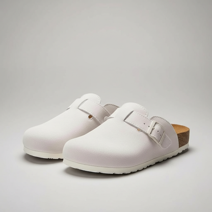Adjustable Buckle Strap Suede Mule Clogs