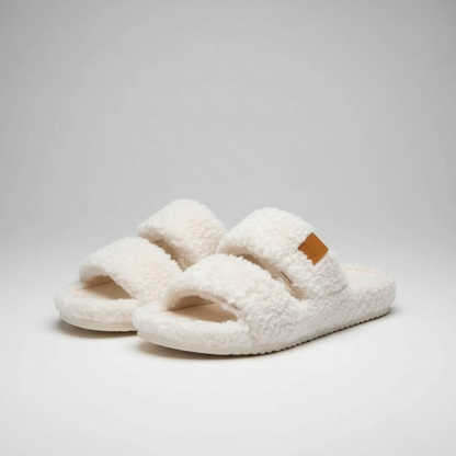 Memory Foam Fuzzy Open Toe House Slippers