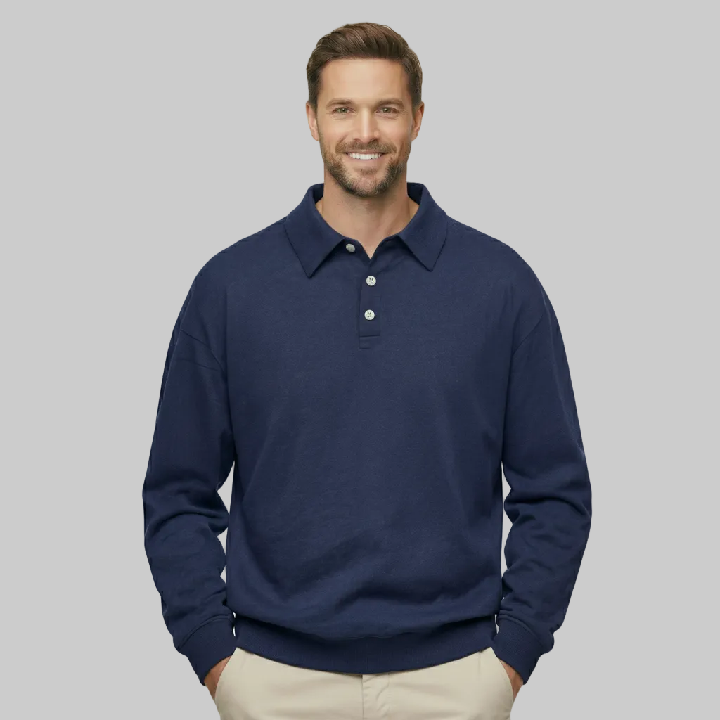 Classic Fit Cashmere Long Sleeve Polo T Shirt