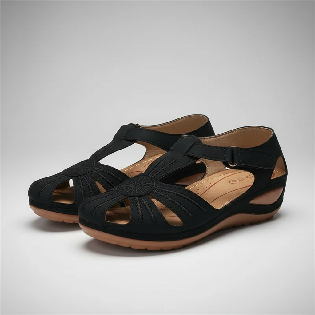 Everyday Adjustable Strap Low Wedge Sandals