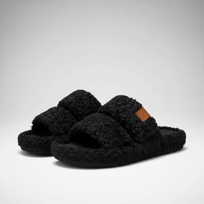 Memory Foam Fuzzy Open Toe House Slippers
