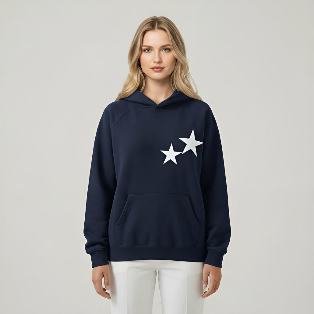 Casual Double Star Printed Hoodie