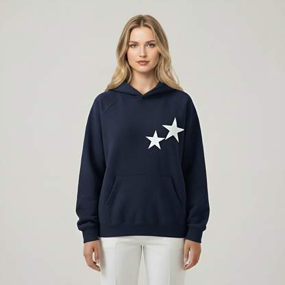 Casual Double Star Printed Hoodie