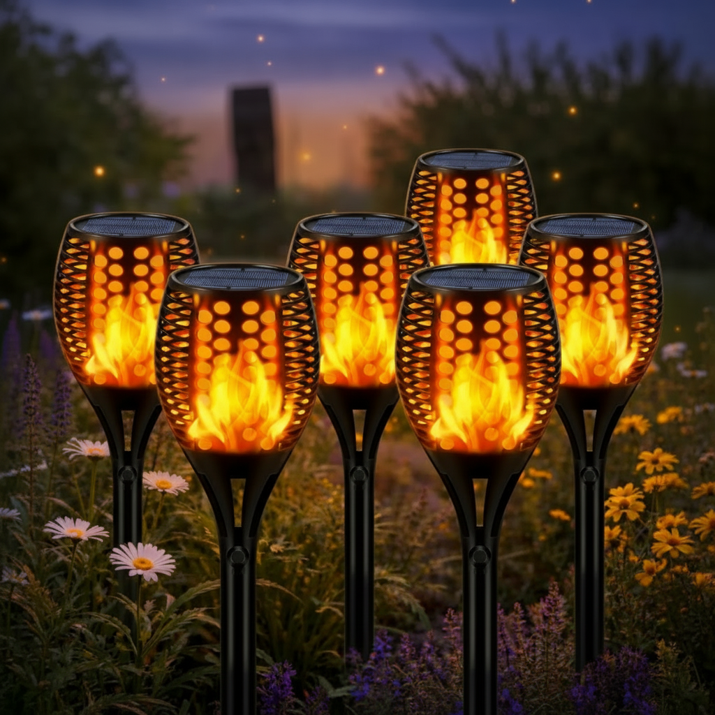 Solar Flame Torch Pathway Lights