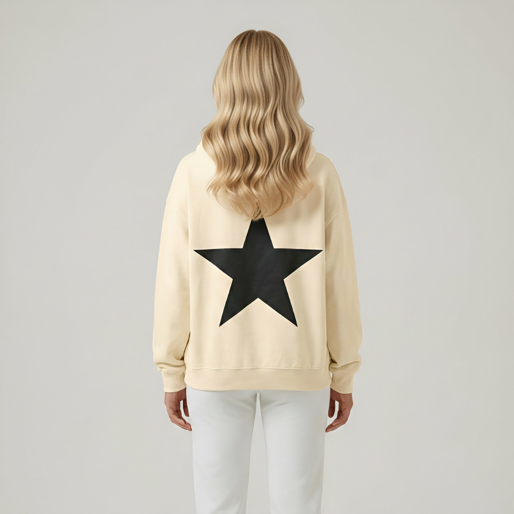 Casual Double Star Printed Hoodie