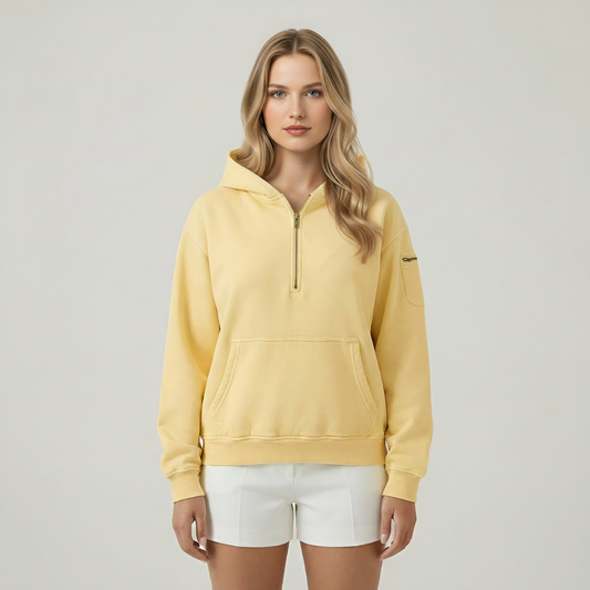 Vintage Design Half Zip Oversized Hoodie For Women