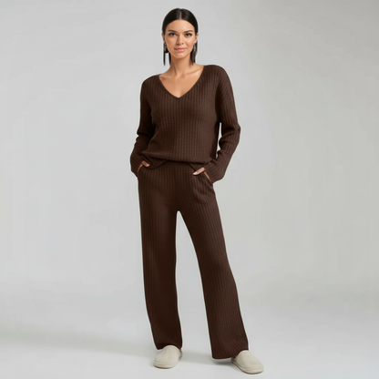 Pullover Ribbed Knit Matching Lounge Set