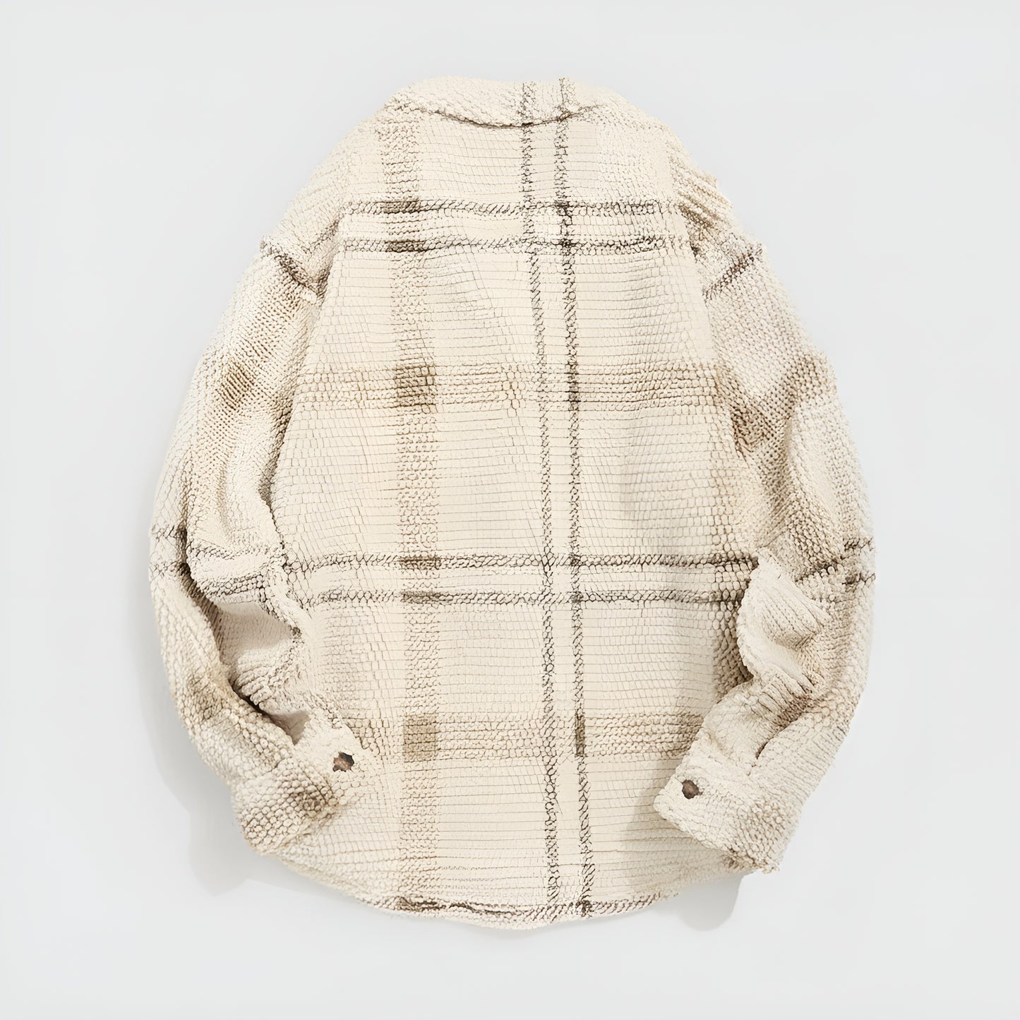 Plaid Fleece Button Down Shirt Jacket