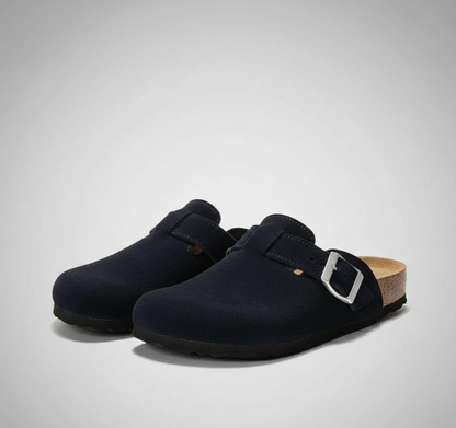 Adjustable Buckle Strap Suede Mule Clogs