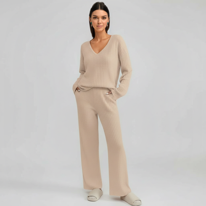 Pullover Ribbed Knit Matching Lounge Set
