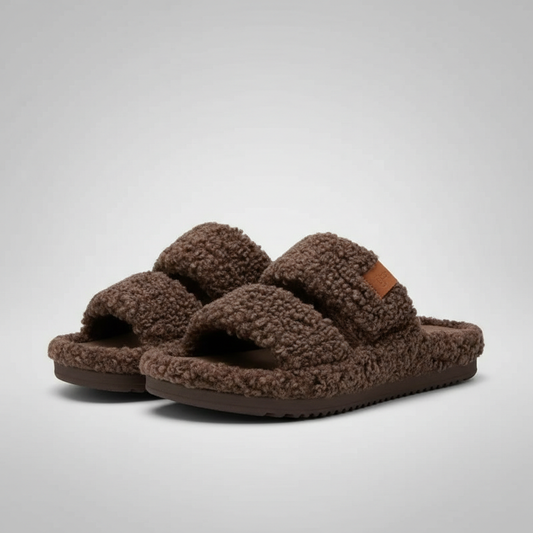 Memory Foam Fuzzy Open Toe House Slippers
