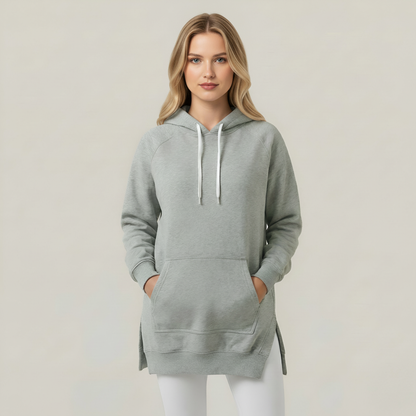 Casual Oversized Hoodie Dress With Kangaroo Pocket