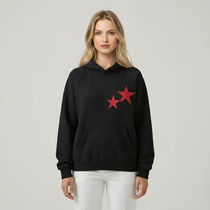 Casual Double Star Printed Hoodie