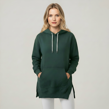 Casual Oversized Hoodie Dress With Kangaroo Pocket