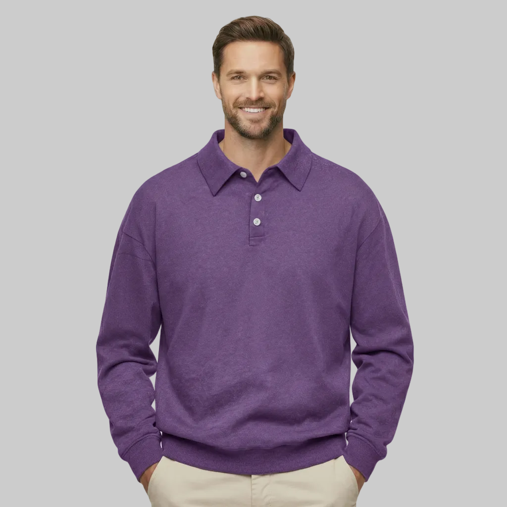 Classic Fit Cashmere Long Sleeve Polo T Shirt