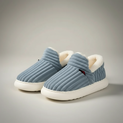 Ribbed Plush Indoor Slip On Slippers