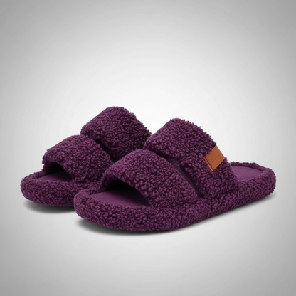 Memory Foam Fuzzy Open Toe House Slippers