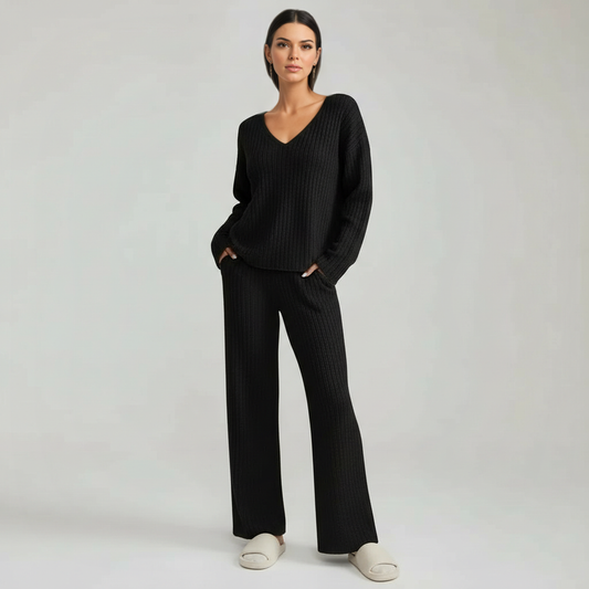 Pullover Ribbed Knit Matching Lounge Set