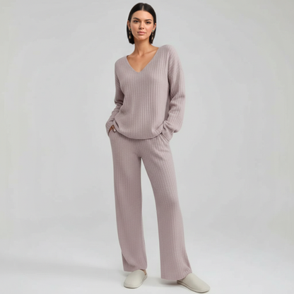 Pullover Ribbed Knit Matching Lounge Set