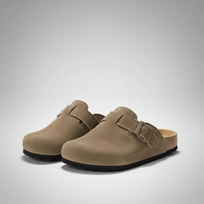 Adjustable Buckle Strap Suede Mule Clogs