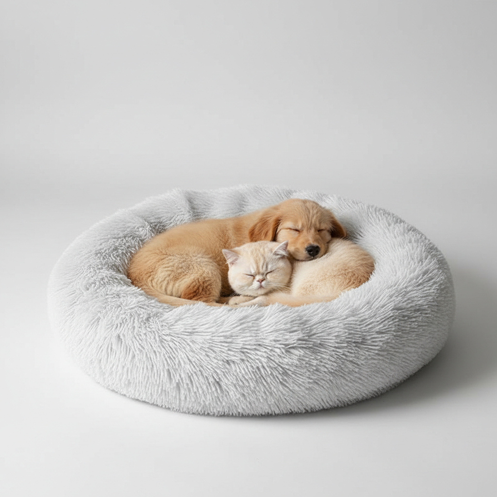 Donut Shaped Plush Pet Bed For Cats And Dogs