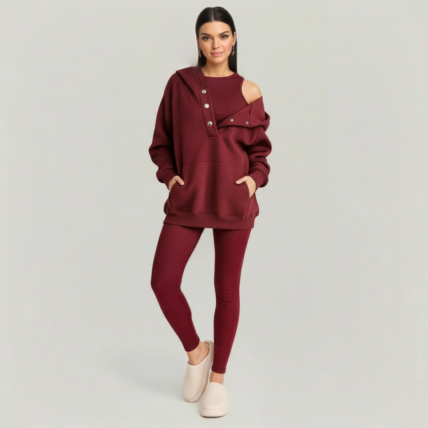 Modern Knit Hoodie And Legging Set