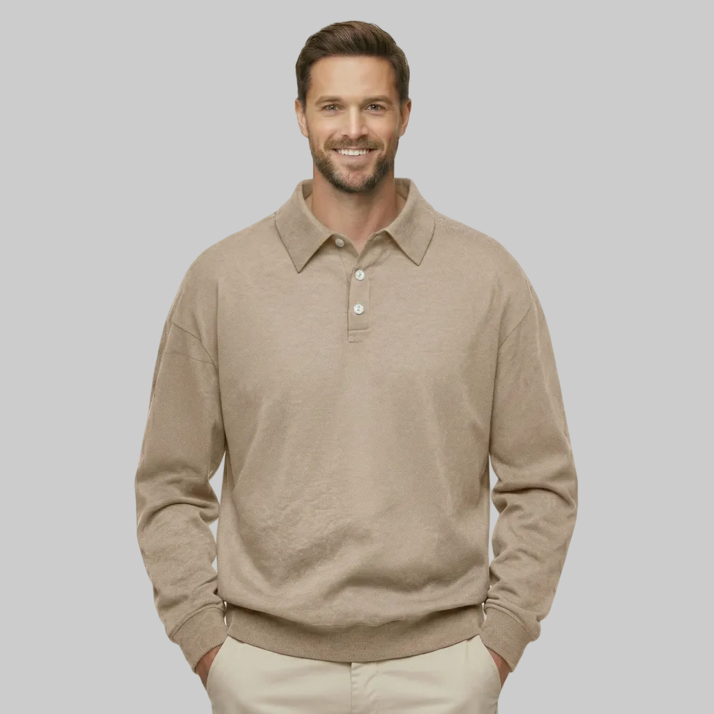 Classic Fit Cashmere Long Sleeve Polo T Shirt