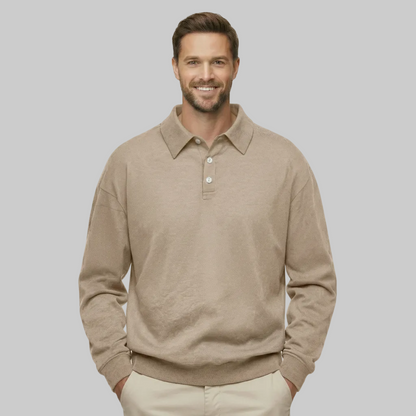 Classic Fit Cashmere Long Sleeve Polo T Shirt