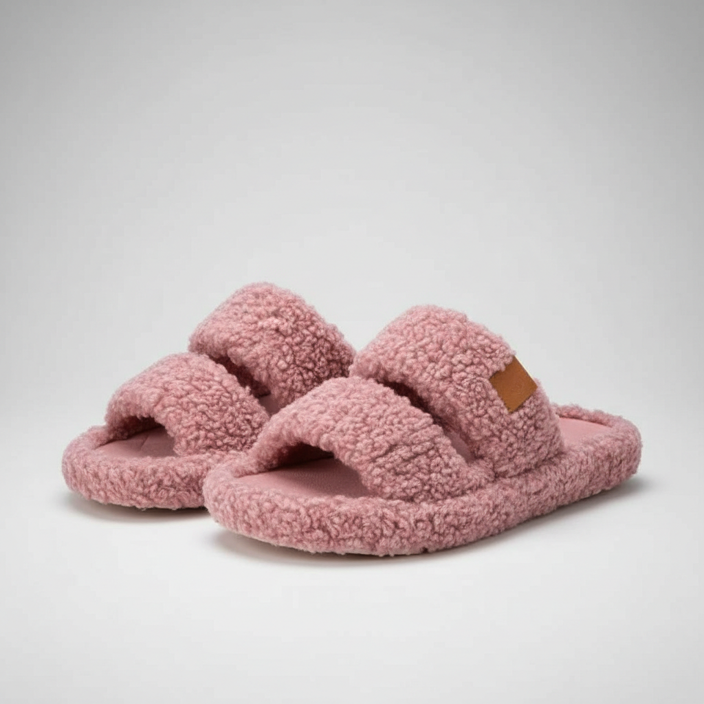 Memory Foam Fuzzy Open Toe House Slippers