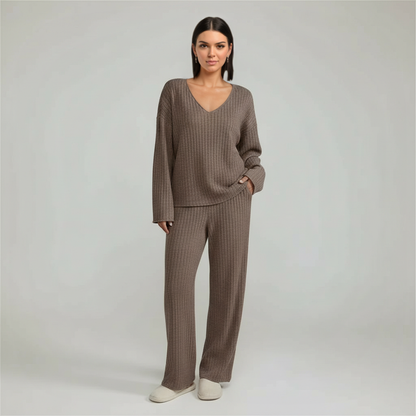 Pullover Ribbed Knit Matching Lounge Set
